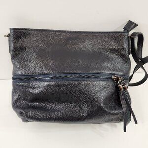 Borse in Pelle Purse w/ Fringe Detail Leather Italy Navy Blue